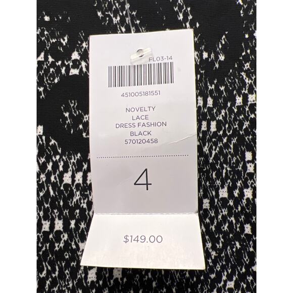 NWT Chico’s Women’s Novelty Slinky Lace Fashion‎ Dress Size 4 (XXL) Black White - Picture 3 of 6